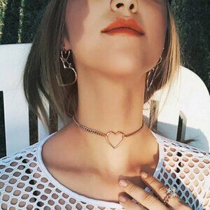 Boho gypsy festival heart choker necklace